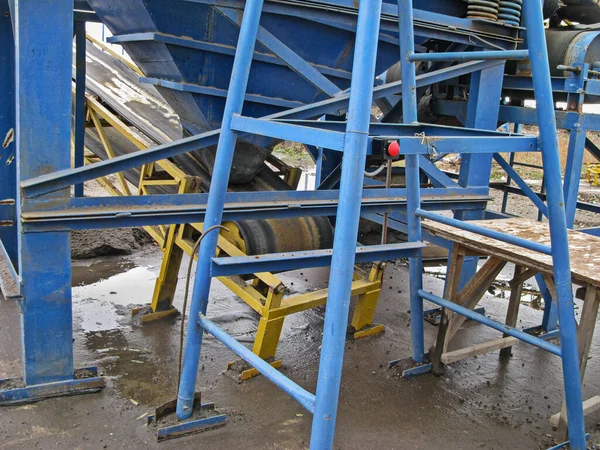 Distribution Hopper, Belt Conveyor and Emergency Stop Button as Part of a Metallurgical Concentration Plant. It Can Be Used by Students and Engineers in Design Work