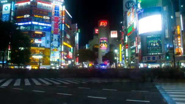 夜経過 解像度低速シャッター ワイド ショット渋谷交差点 2017 東京都渋谷区 その東京市内に位置します 時間経過 カメラ キヤノン — ストック動画