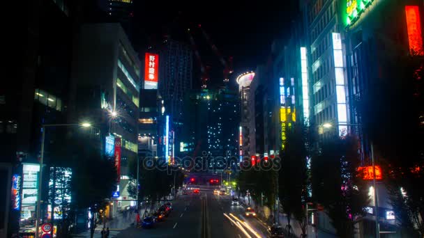 Noc Upływ Rozdzielczości Budowie Pobliżu Meiji Ave Shibuya Szeroki Strzał — Wideo stockowe