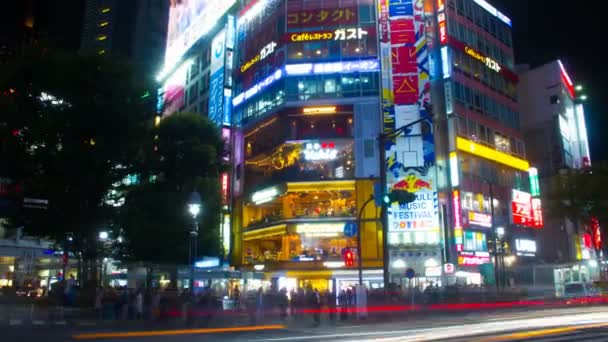 Hiper Lapso Nocturno Cruce Shibuya Shibuya Tokio Japón 2017 Una — Vídeos de Stock