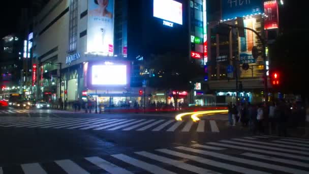 夜间超逾4K 包括109座大厦在涩谷十字路口 库东京 2017 它在东京的城市位置 和时间失效 摄像头 Eos — 图库视频影像