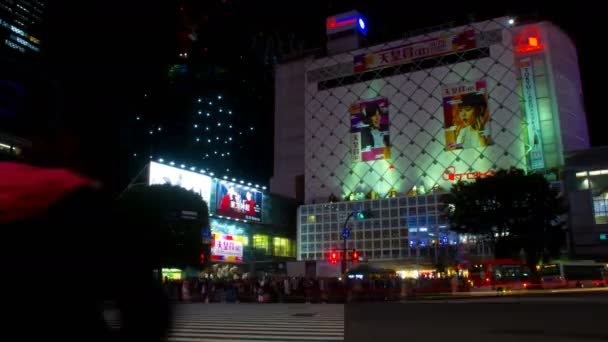 Nacht Vervallen Bij Shibuya Kruising Breed Schot Shibuya Tokyo Japan — Stockvideo