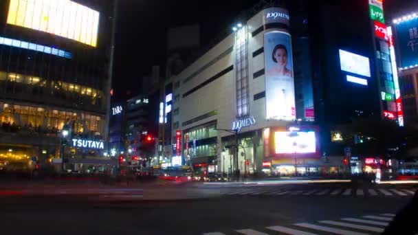 Νύχτα Λήξη Κοντά 109 Κτήριο Στη Διασταύρωση Shibuya Ευρύ Πλάνο — Αρχείο Βίντεο