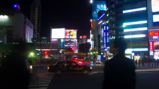 Resolución Lapso Nocturno Cerca Onda Meiji Shibuya Wide Shot Shibuya — Vídeo de stock