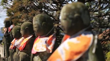 Aizenin Tapınağı önünde geri beslemesi Jizo odak heykel. Onun Tokyo geleneksel bir tapınak. fotoğraf makinesi: Canon Eos 7d