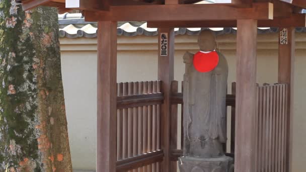 Escultura Jizo Plano Completo Templo Aizenin Nerima Santuario Tradicional Tokio — Vídeos de Stock
