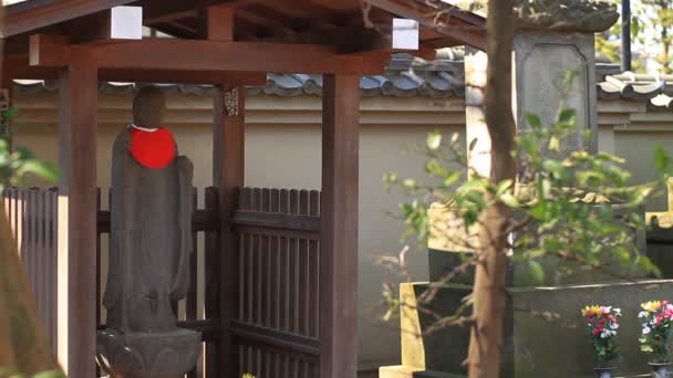 Sculpture Jizo Full Shot Right Side Aizenin Temple Nerima Its — Stock Video