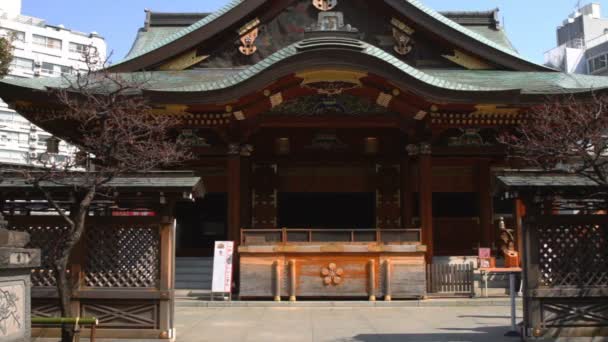 Santuario Yushima Templo Principal Tiro Completo Ueno Tokio Santuario Tradicional — Vídeo de stock