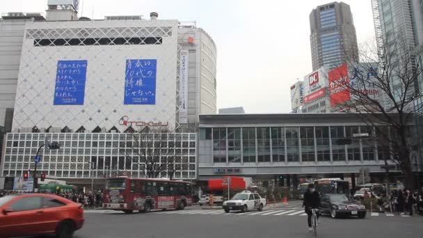 Shibuya Intersection Includes Tokyu Building Whide Shot Shibuya Camera Canon — Stock Video