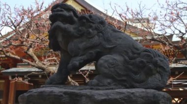 Komainu tam vurdu Ueno Yushima tapınak Bahçe köpek / fotoğraf makinesi: Canon Eos 7d