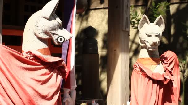 Fox Opiekun Sanktuarium Anamoriinari Tokio Haneda Zamknąć Strzał Jego Tradycyjny — Wideo stockowe