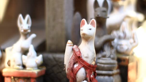 Guardian Fox Santuario Haneda Anamoriinari Enfoque Frontal Poco Profundo Santuario — Vídeo de stock