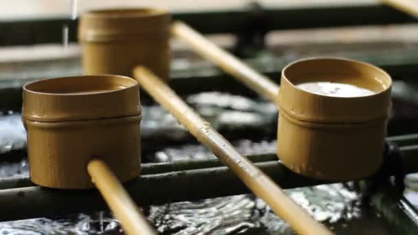 Chozuya Внз Shrine Крупним Планом Дрібної Фокус Своїм Традиційним Розташуванням — стокове відео