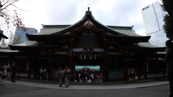 Entrada Principal Hie Shrine Wide Shot Minato Tokio Japón 2017 — Vídeo de stock