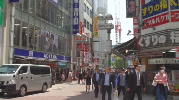 Shibuya Gündüz Orta Caddesi Nde Merkezi Standart Odak Vurdu Onun — Stok video