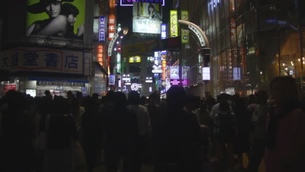 Střed Ulice Shibuya Noci Široký Záběr Hluboké Zaměření Jeho Místo — Stock video