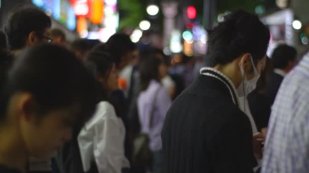 Dougen Street Shibuya Nacht Dicht Schot Ondiepe Focus Zijn Een — Stockvideo