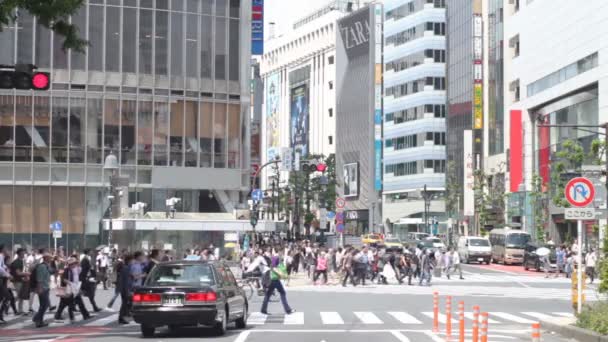 Shibuya Átkelés Nappali Hosszú Shot Egy Helyen Shibuya Tokyo Fényképezőgép — Stock videók