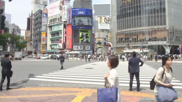 Shibuya Attraversando Midio Diurno Tiro Fuoco Standard Una Posizione Shibuya — Video Stock