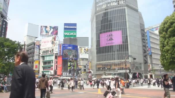 Shibuya Křížení Denní Široký Záběr Jeho Místo Shibuya Tokiu Fotoaparát — Stock video