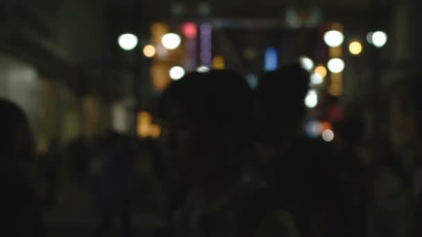 Улица Сибуя Ночью Средний Выстрел Мелкий Фокус Место Сибуя Токио — стоковое видео