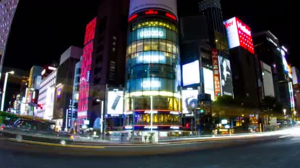 在银座夜失效4K 慢快门宽镜头放大 它在东京的一个城市位置 和时间失效 摄像头 Eos — 图库视频影像