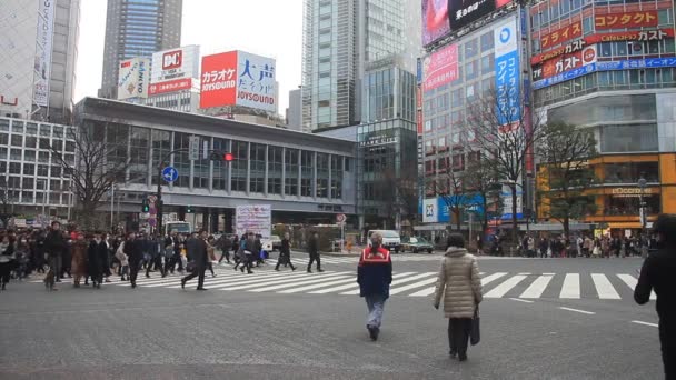 Shibuya Průnik Široký Záběr Shibuya Jeho Umístění Města Tokiu Čas — Stock video