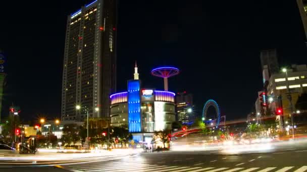 Night Lapse Tokyo Dome Wide Shot Zoom Out City Location — Vídeos de Stock