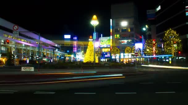 Night Lapse Kichijouji Station Wide Shot Una Ciudad Tokio Time — Vídeos de Stock