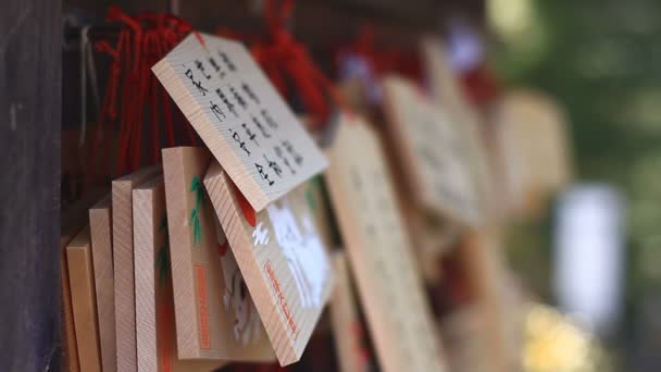 Veel Votief Tabletten Kongouji Tempel Tokyo Front Ondiepe Focus Zijn — Stockvideo