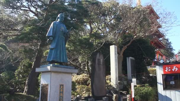 Heykel Samuray Tokyo Geniş Kongouji Tapınağı Nda Vurdu Onun Tokyo — Stok video