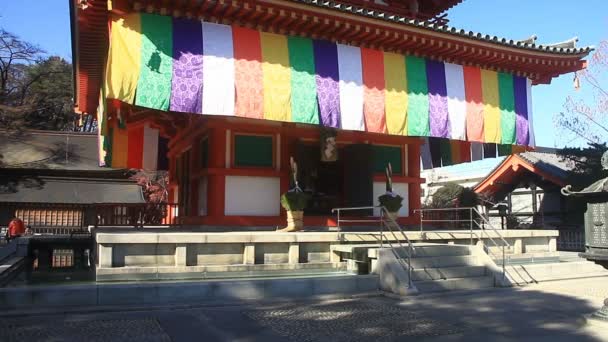 Turm Links Kongouji Tempel Tokyo Tief Fokussiert Nach Oben Kippen — Stockvideo