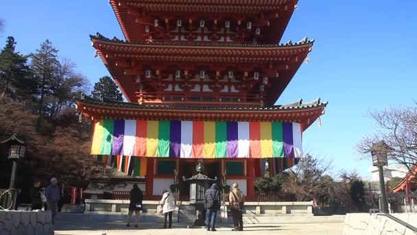 Turm Kongouji Tempel Tokio Tief Fokussiert Nach Oben Kippen Ist — Stockvideo