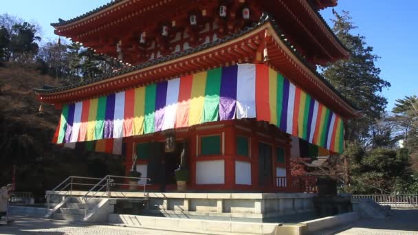 Turm Links Kongouji Tempel Tokyo Kippt Nach Oben Ist Ein — Stockvideo