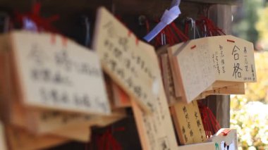 Yakın çekim geri raf odak Tokyo Kongouji Tapınağı'nda adak tablet / onun Tokyo geleneksel bir konumda. fotoğraf makinesi: Canon Eos 7d