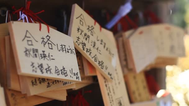 Αναθηματικά Tablet Στο Ναό Του Kongouji Στο Τόκιο Κοντά Πυροβόλησε — Αρχείο Βίντεο