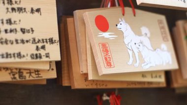 Adak tablet Tokyo Kongouji Tapınağı'nda köpekler boyalı / onun Tokyo geleneksel bir konumda. fotoğraf makinesi: Canon Eos 7d