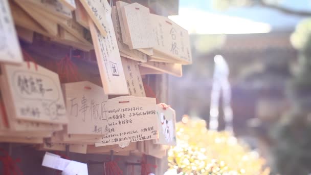 Wotywna Pastylka Świątyni Kongouji Środku Tokio Strzał Płytkiej Ostrości Jego — Wideo stockowe