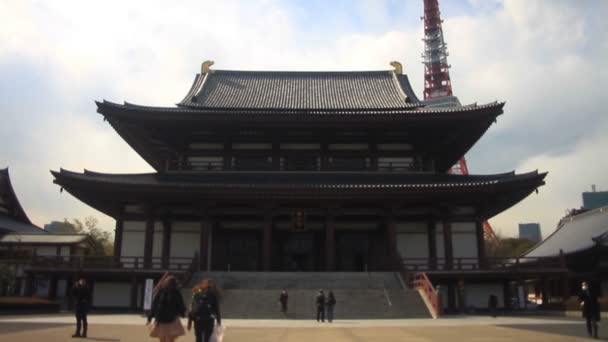 Belangrijkste Tempel Zojoji Breed Geschoten Tokio Zijn Een Traditionele Locatie — Stockvideo