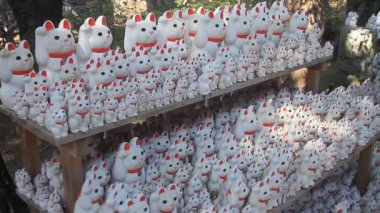 Heykel kediler çok bebek Tokyo Gotokuji Tapınağı'nda sol / onun Tokyo geleneksel bir konumda. fotoğraf makinesi: Canon Eos 7d