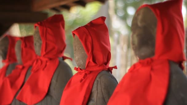 Statue Jizo Rechts Mitte Schuss Auf Gotokuji Tempel Ist Ein — Stockvideo