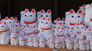 Heykel kedi sağ tarafta Tokyo Gotokuji Tapınağı'nda / onun Tokyo geleneksel bir konumda. fotoğraf makinesi: Canon Eos 7d