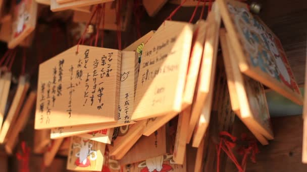 Votive Tablet Close Gotokuji Temple Tokyo Its Traditional Location Tokyo — Stock Video