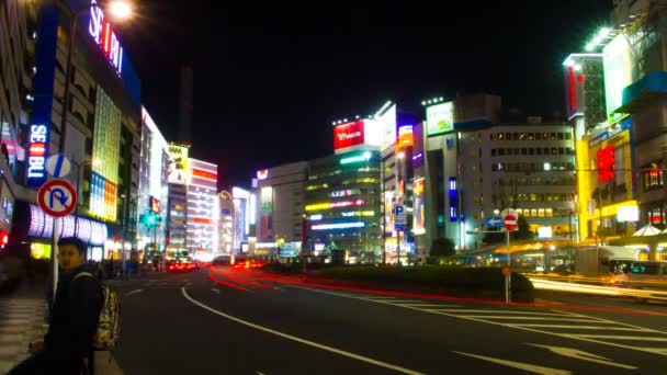 Gece Sukut Ikebukuro Doğu Tarafında Geniş Atış Onun Tokyo Şehir — Stok video