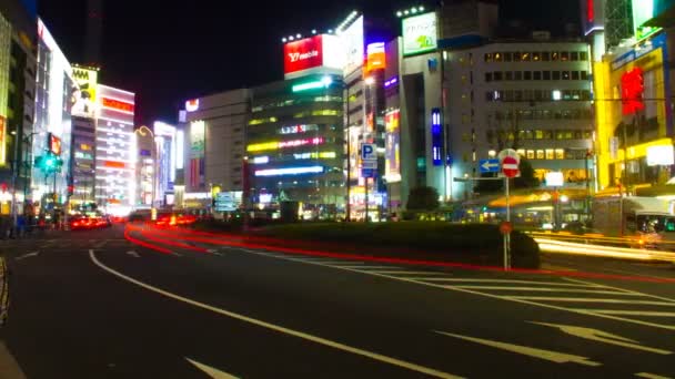 Noc Upływ Ikebukuro Wschodniej Stronie Szeroki Strzał Panoramowanie Lewej Stronie — Wideo stockowe