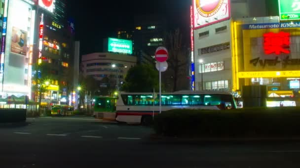 Night Lapse Front Ikebukuro Station East Side Deep Focus Left — Stock Video
