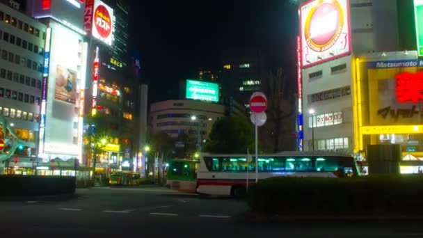 Night Lapse Front Ikebukuro Station East Side Deep Focus Zoom — Stock Video