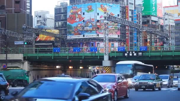 Train Voiture Vont Viennent Intersection Shinjuku Long Shot Est Une — Video