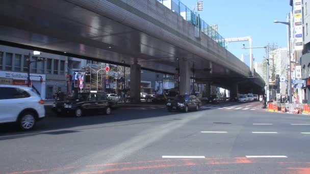 Orang Orang Dan Mobil Datang Dan Pergi Roppongi Crossing Wide — Stok Video