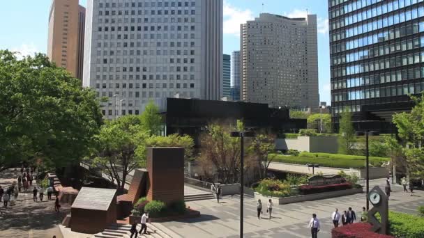 Plaza Médio Tiro Alto Ângulo West Shinjuku Uma Localização Cidade — Vídeo de Stock